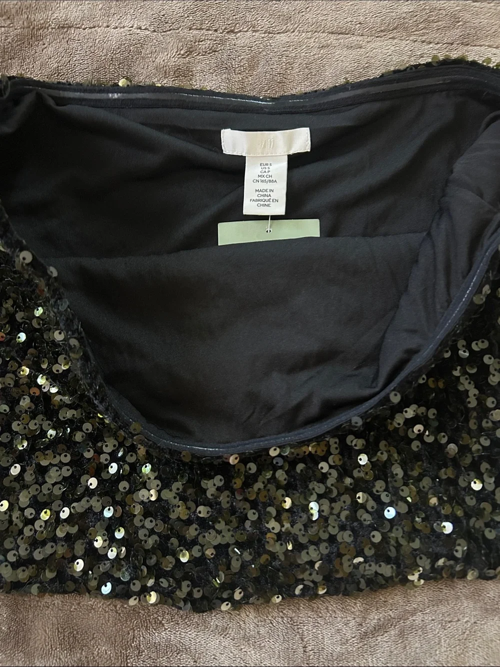 H&M Black Sequin Strapless Camisole